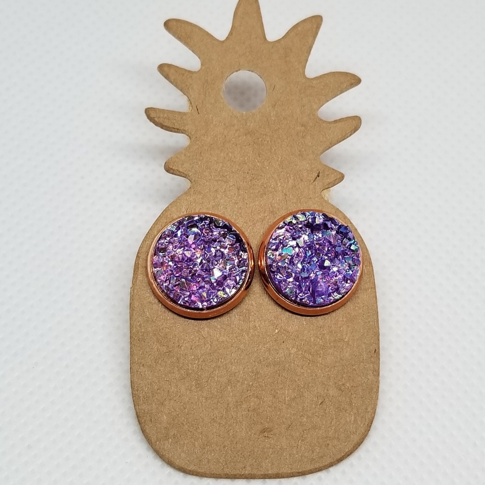 FAUX DRUZY POST EARRING